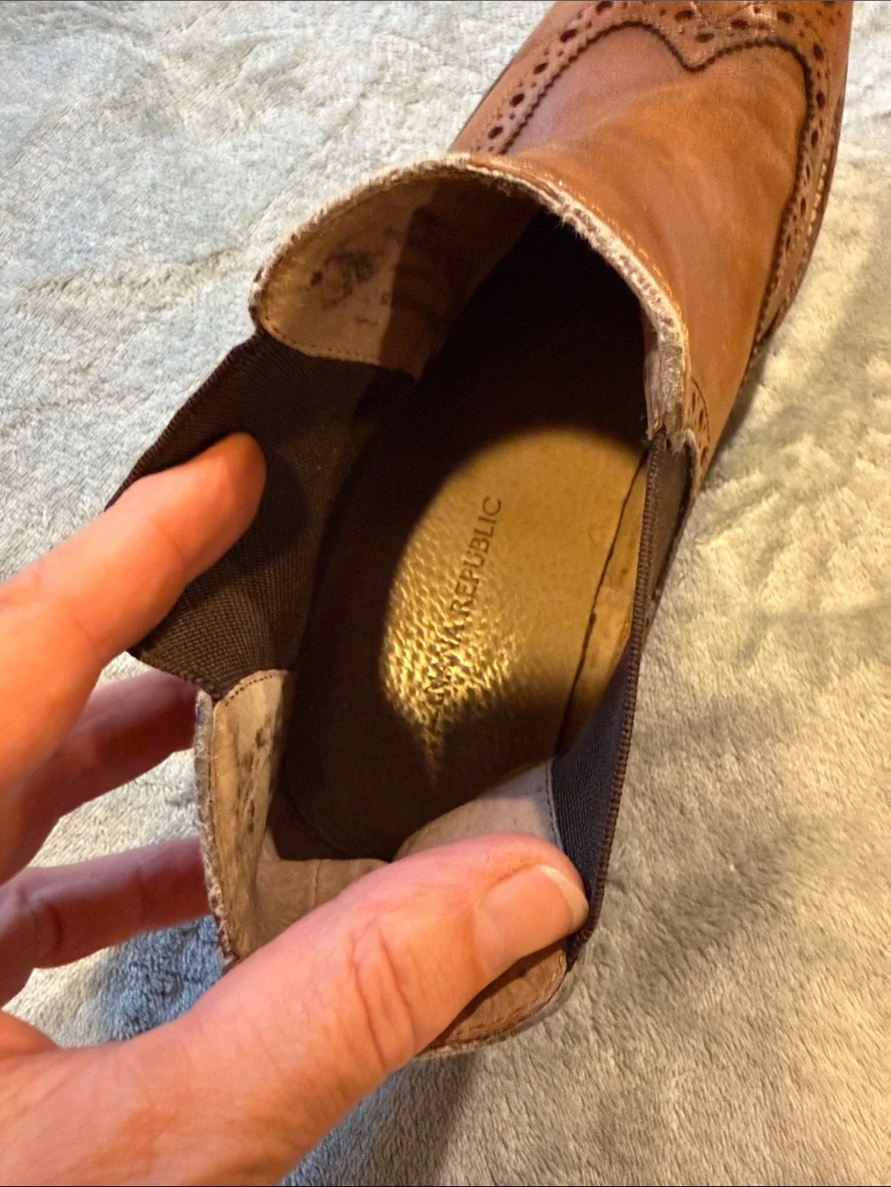 Banana Republic Tan Leather Wingtip Jodhpur Boots, size 12